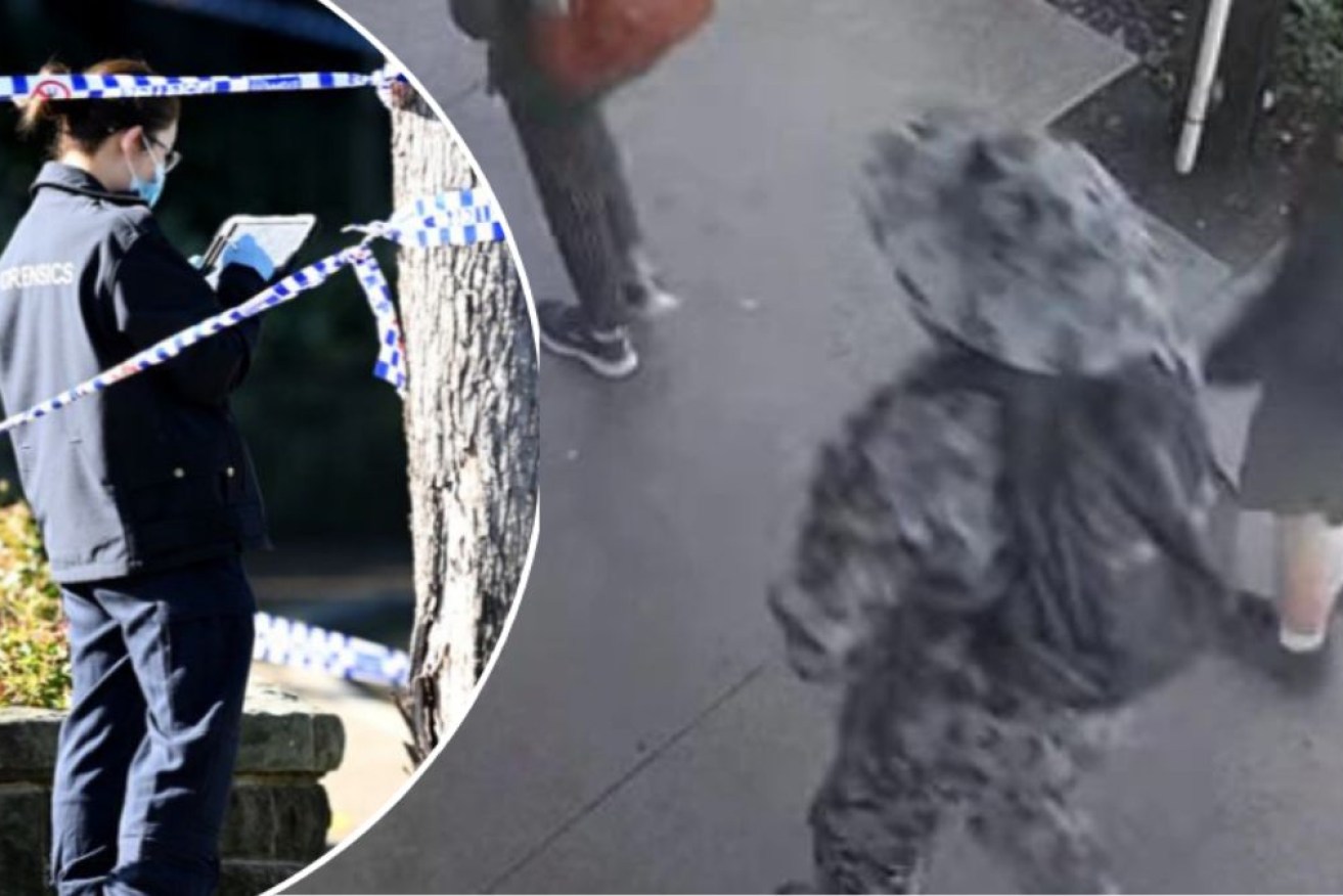 CCTV shows the accused teen, wearing camouflage clothing, after the alleged attack.
