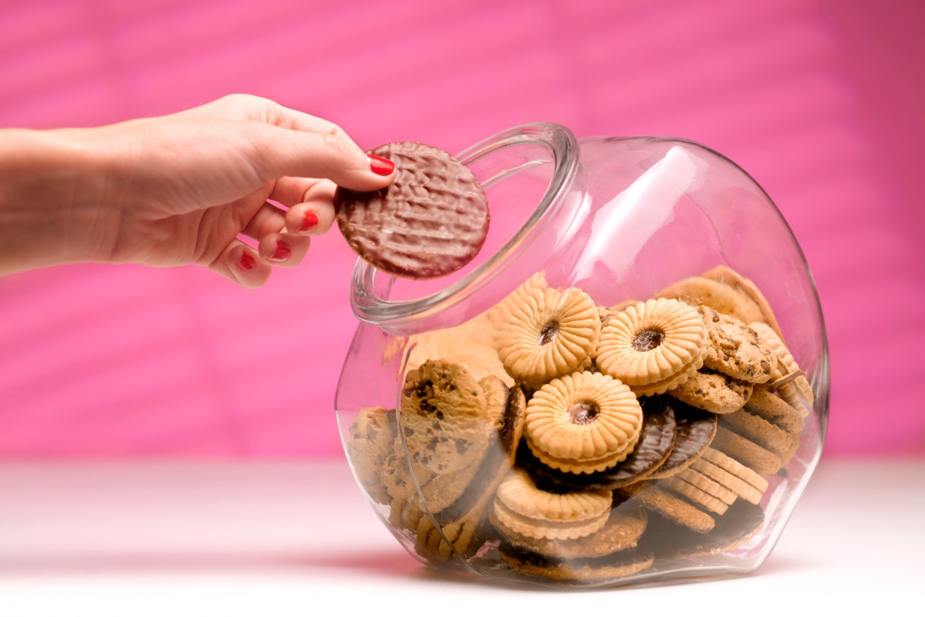 A pokies addict will go back and forth to the ATM. Food addicts do the same thing with the biscuit tin.
