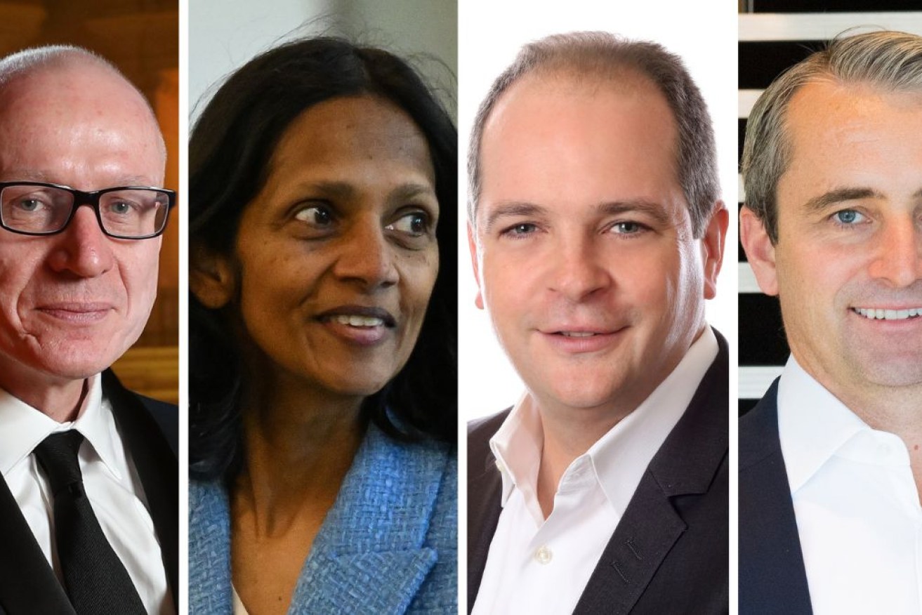 News Corp's Robert Thomson, Macquarie Group's Shemara Wikramanayake, Mick Farrell from ResMed and CBA's Matt Comyn.