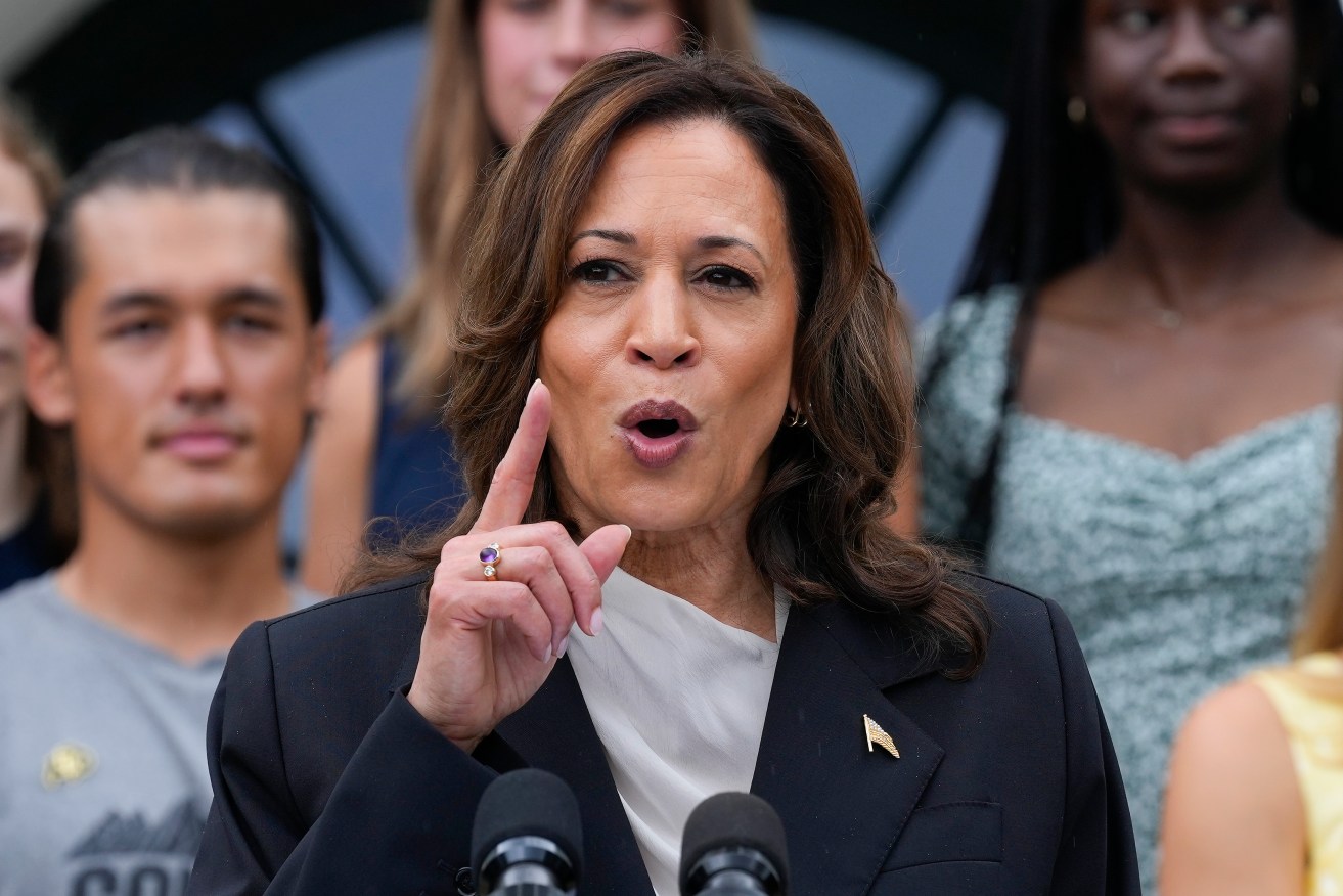 Painting Donald Trump as a threat to democracy, Kamala Harris has urged Republican voters to put the country's interests over those of the party.