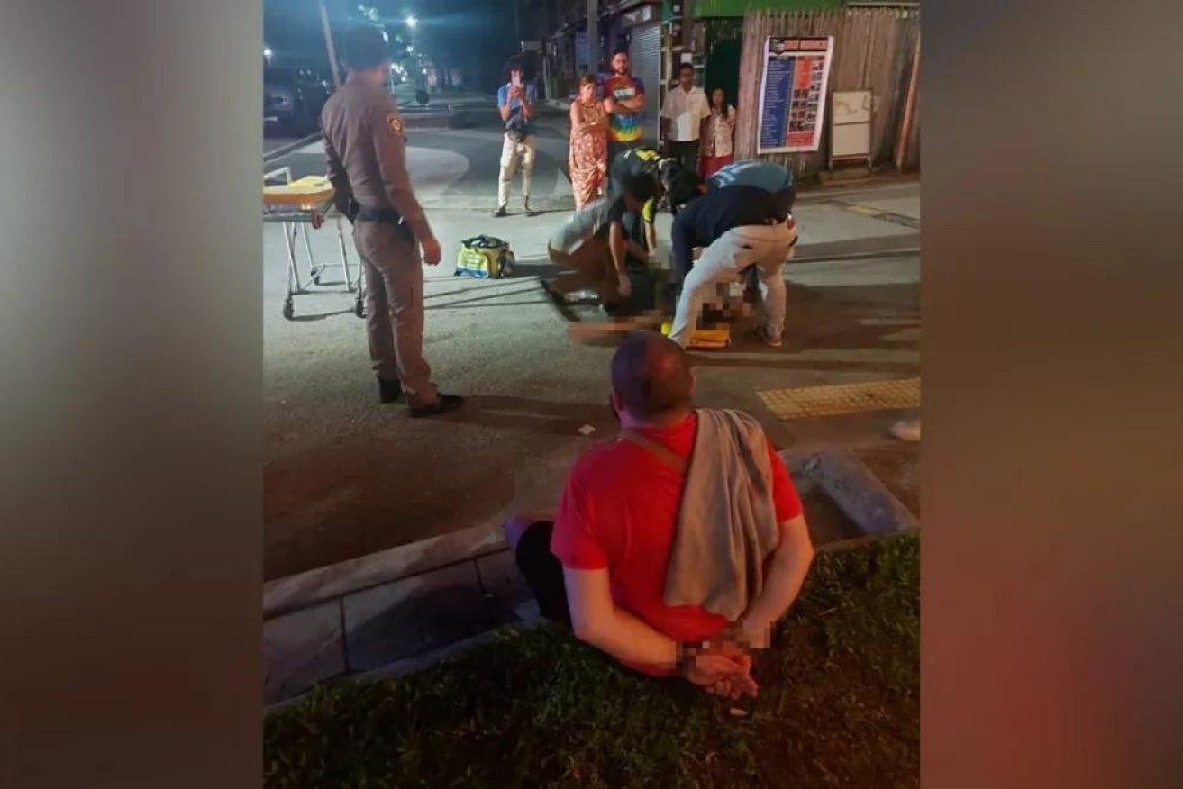 An American man (pictured) was apprehended after the alleged stabbing in Krabi, Thailand.