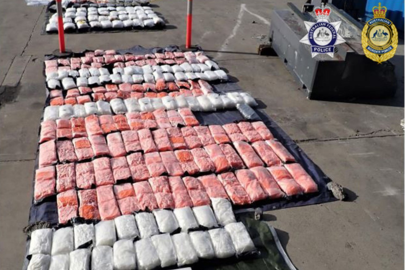 A massive haul of methamphetamine was found hidden inside industrial machinery.