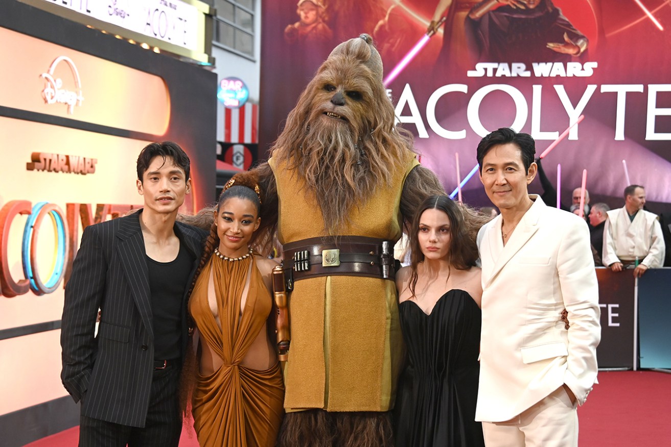 Manny Jacinto, Amandla Stenberg, Dafne Keen, Charlie Barnett and Lee Jung-jae attend the <i>Star Wars: The Acolyte </i> UK premiere in May.
