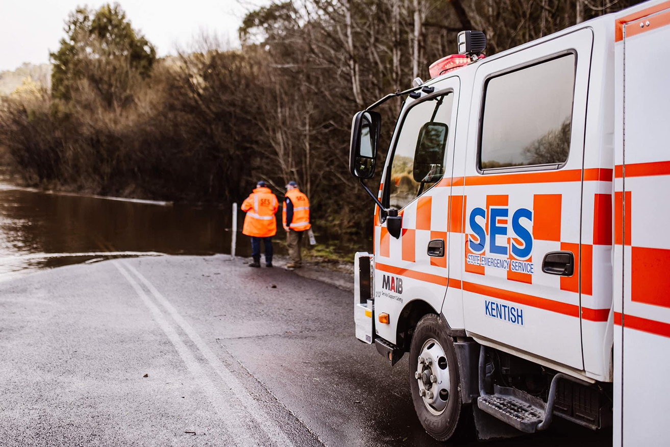 Wild winds and heavy rainfall are smashing the country's south-east, with Tasmania the worst hit.