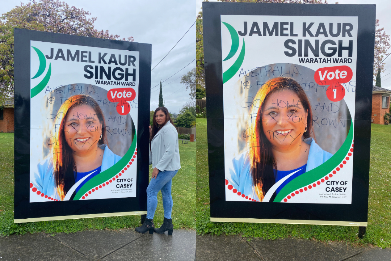 Two local council candidates in the same ward said they had been targeted with abuse on their signs.