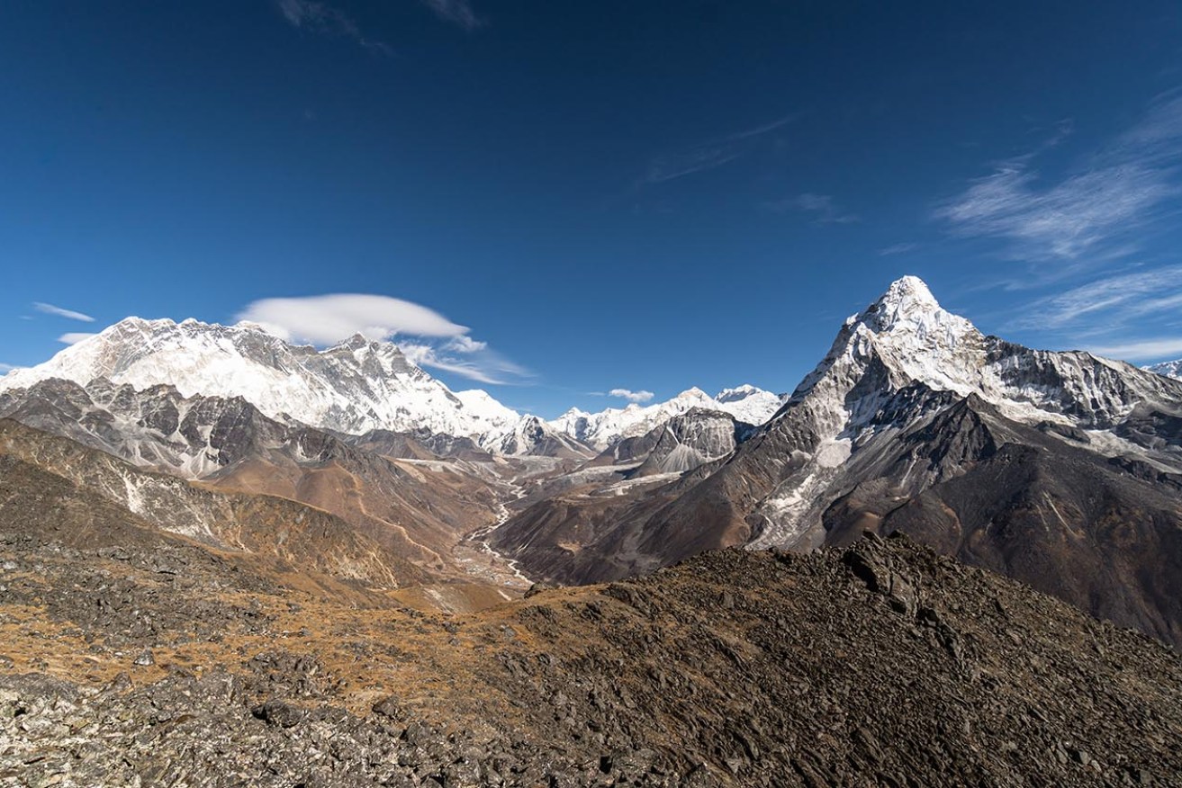 The Himalayan peaks in the Everest Valley get their height from the collision of the Indian and Eurasian tectonic plates.