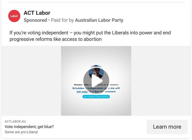 ACT Labor advertising