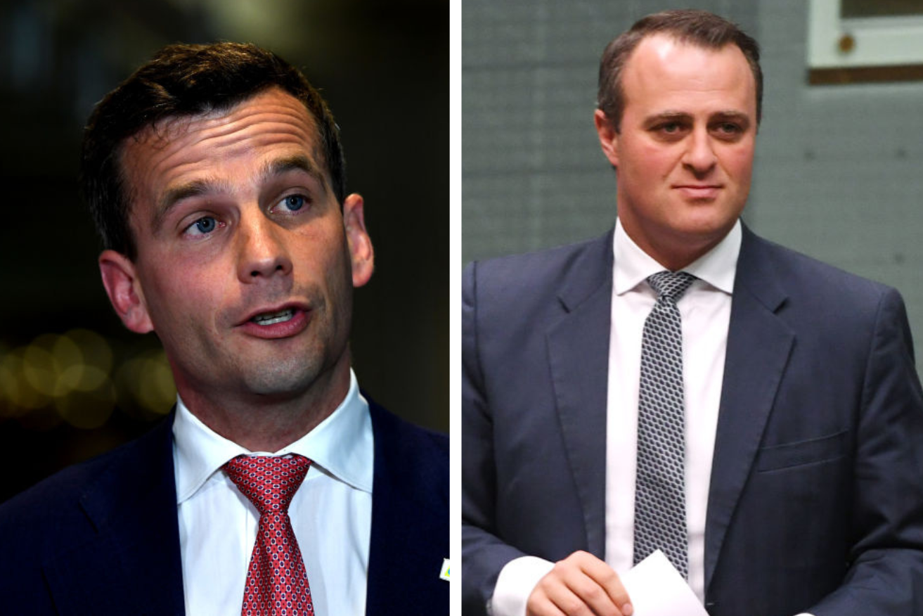 Two Liberal candidates are meeting with David Seymour (L), a controversial member of New Zealand's conservative government, including Tim Wilson (R).