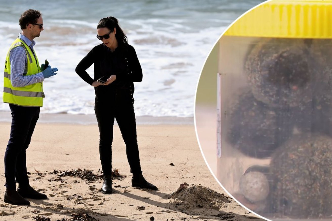 Preliminary tests indicate black spheres found at Coogee Beach were balls linked to oil.