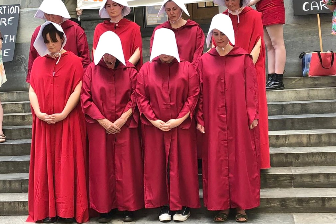 Protesters staged a demonstration against South Australia's anti-abortion bill outside parliament.