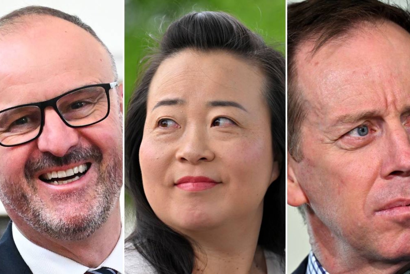 ACT Chief Minister Andrew Barr, ACT Liberal leader Elizabeth Lee and ACT Attorney-General and Greens Leader Shane Rattenbury