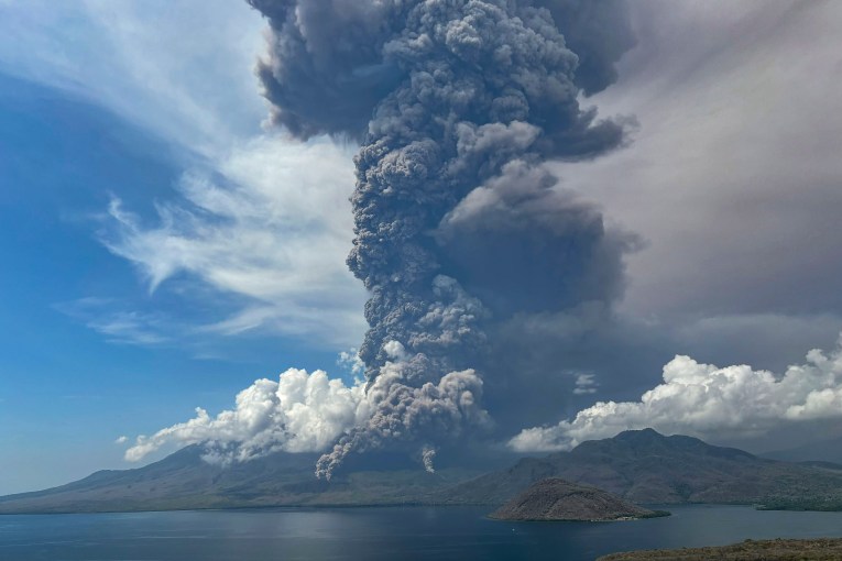 Indonesian volcano erupts, spews ash into sky
