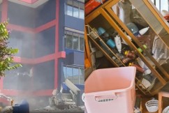 Buildings ruined, people feared trapped in quake
