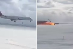 Incredible footage of plane flipping in crash 
