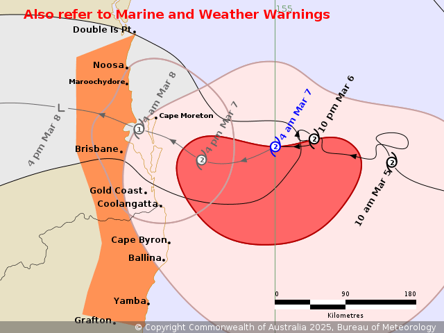 Cyclone Alfred shifts course and begins to unleash