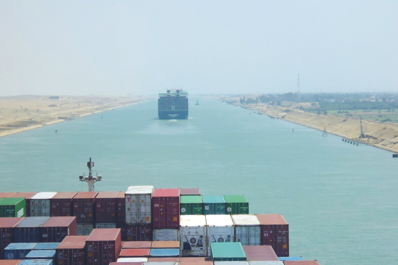 Through the Suez Canal heading to the Arabian Sea.