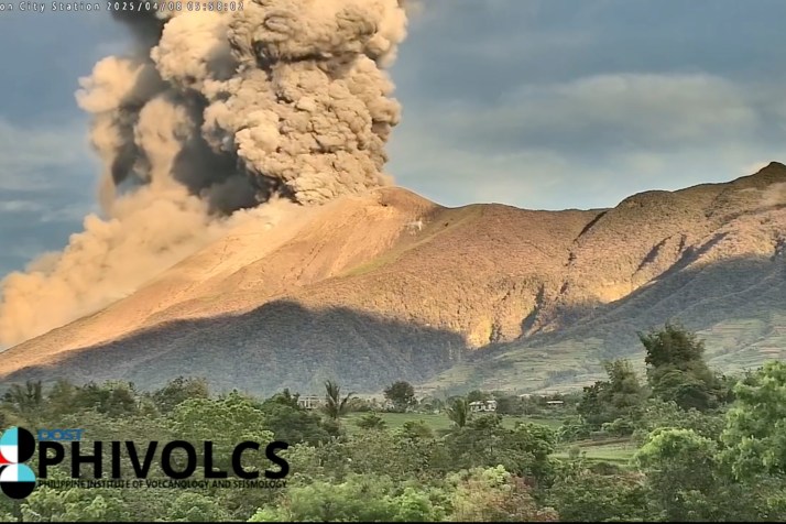 Philippine volcano spews massive ash plume