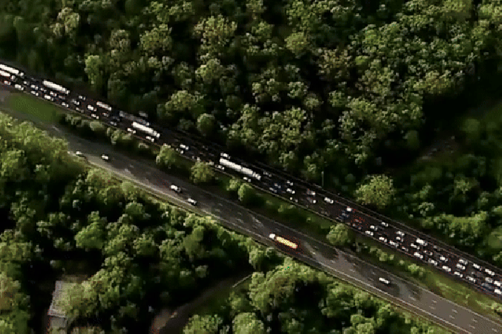 Motorway mayhem as metal debris shreds hundreds of tyres