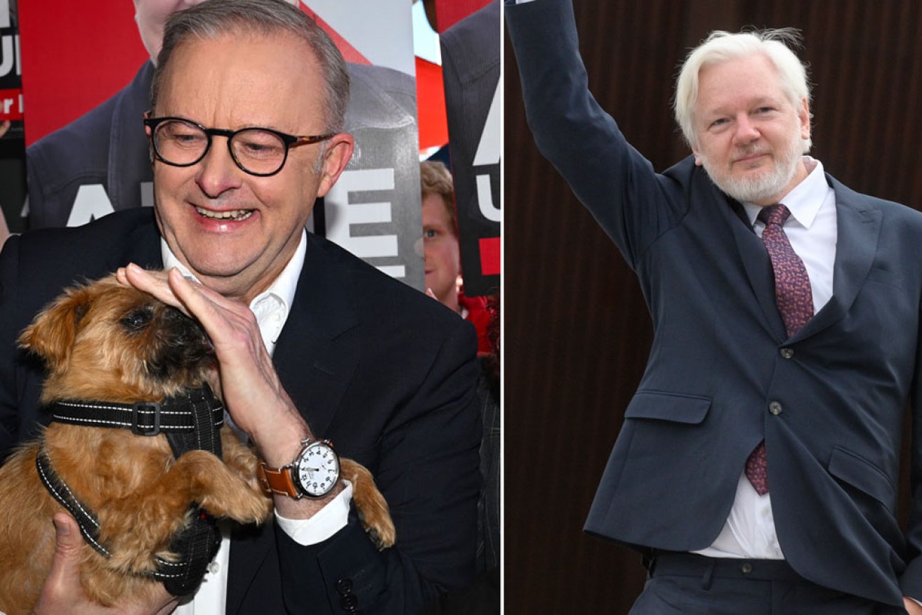 Anthony Albanese has been endorsed by WikiLeaks founder Julian Assange. <i>Photos: AAP / AP</i>