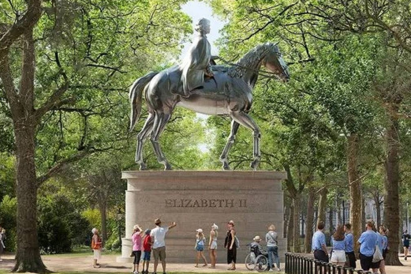 Three of the five proposals feature the Queen on a horse,