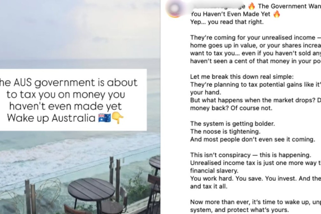 False claims that tax authorities are set to go after all unrealised gains are being shared online.