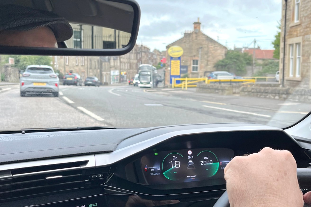 On the road at last – heading north out of Edinburgh.