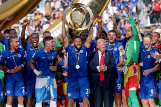 Trump steals thunder at World Cup trophy lift