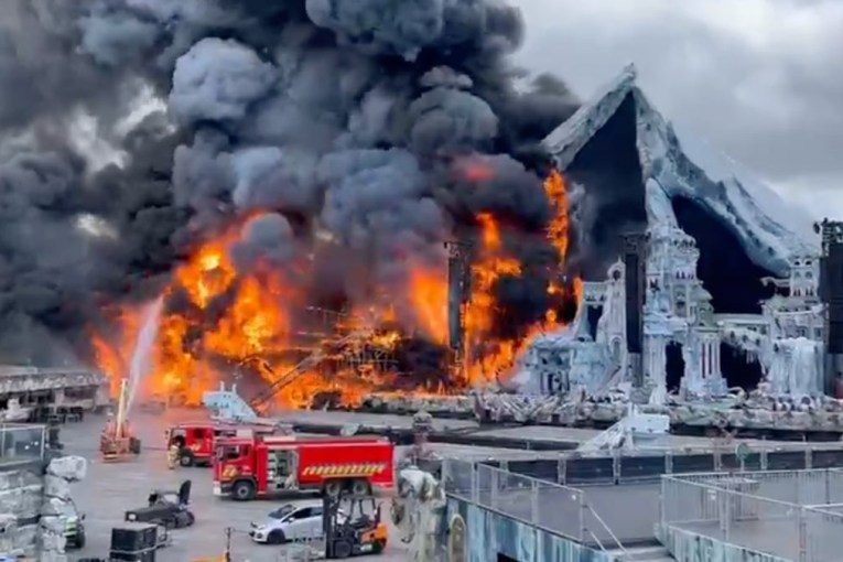Unreal footage as fire consumes festival stage