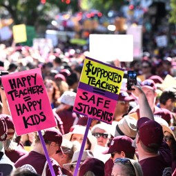 Thousands of striking teachers take to the streets