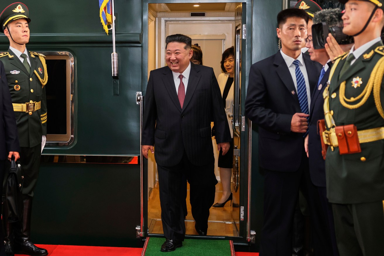North Korea leader Kim Jong Un arrived in Beijing for talks with Chinese and Russian counterparts.