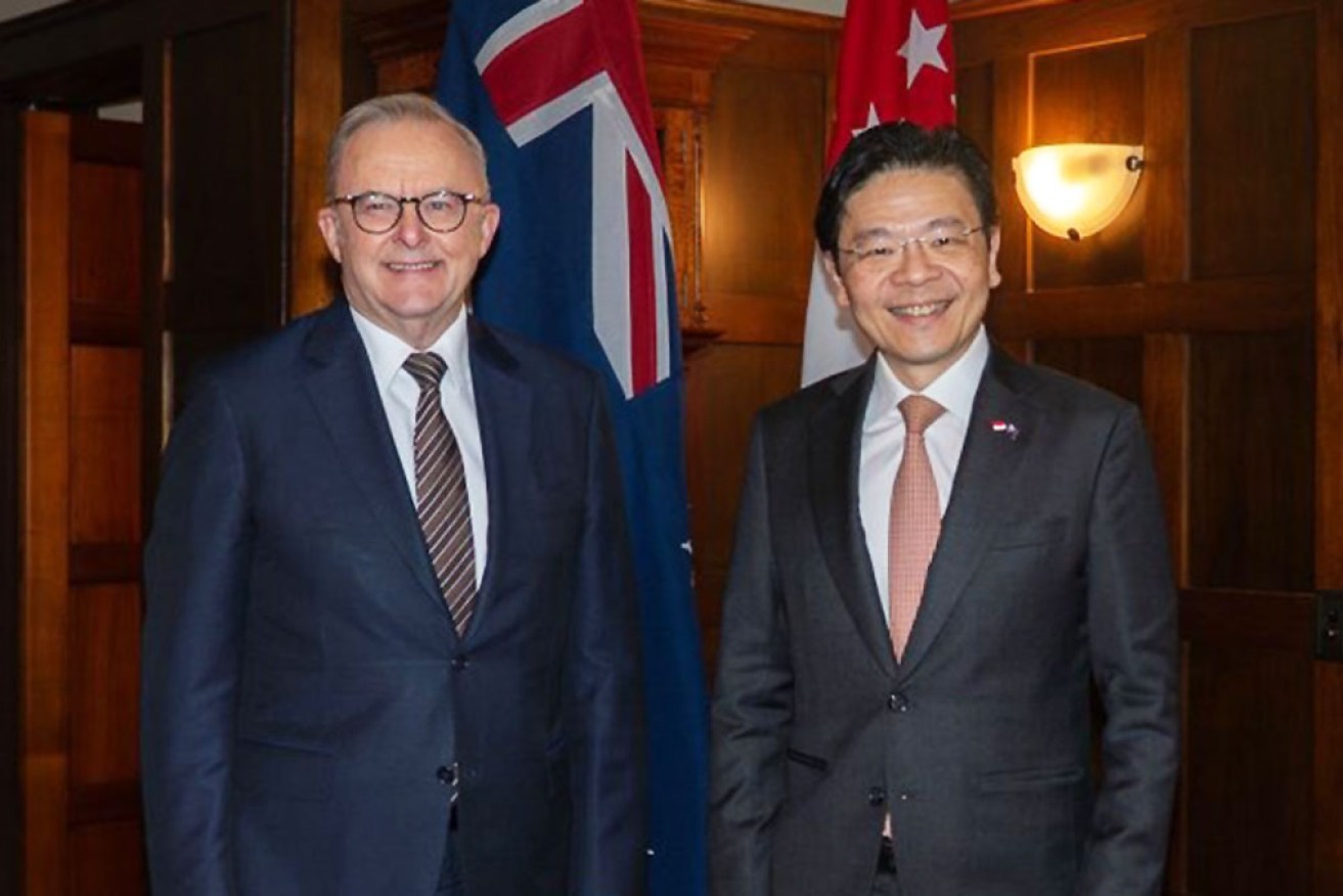 Anthony Albanese and Singaporean PM Lawrence Wong are expected to discuss greater security co-operation. <i>Photo: @AlboPM / X</i>