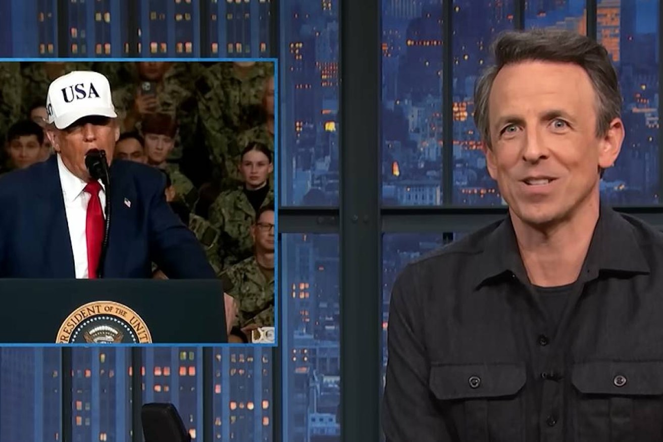Meyers mocked Trump’s bizarre distaste for the electromagnetic catapults aboard Navy ships.