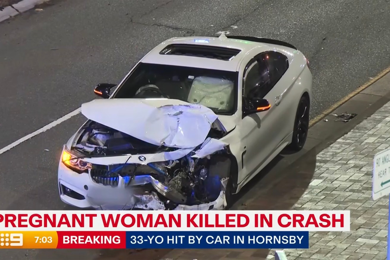 The 8 months pregnant woman was walking with her husband and young son when she was knocked down.