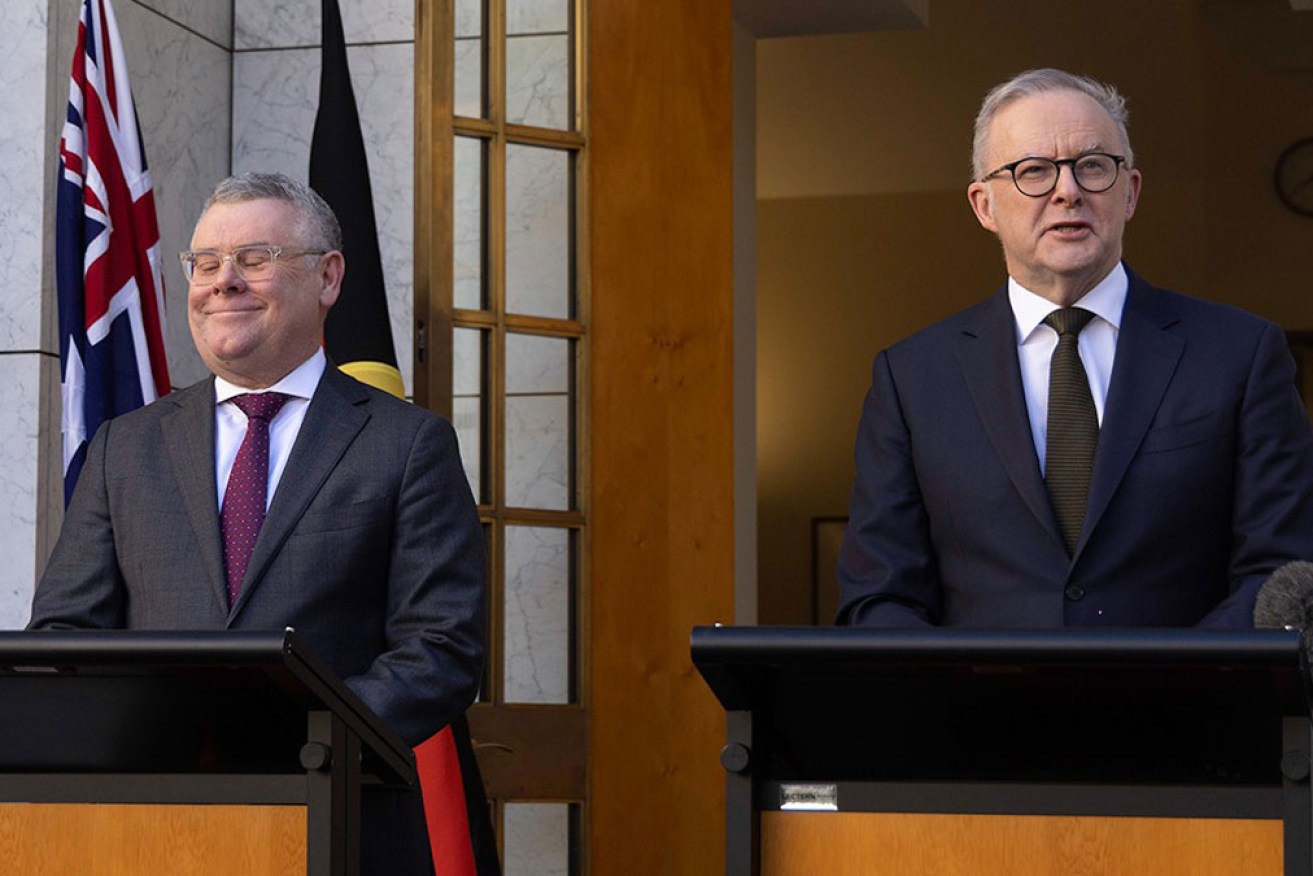 Murray Watt and Anthony Albanese had plenty to grin about this week. <i>Photo: Mike Bowers</i>