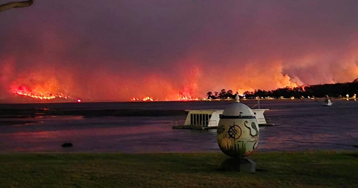 Fire near a beach town
