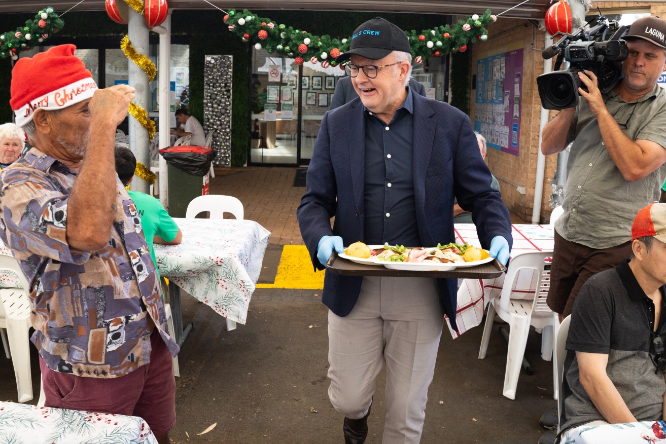 Prime Minister Anthony Albanese spent Christmas morning serving lunch to disadvantaged Australians.