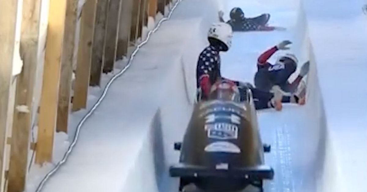 Bobsleigh driver's terrifying solo race after teammates fall