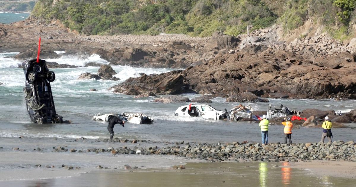 Helicopter salvages cars swept away in torrential flood