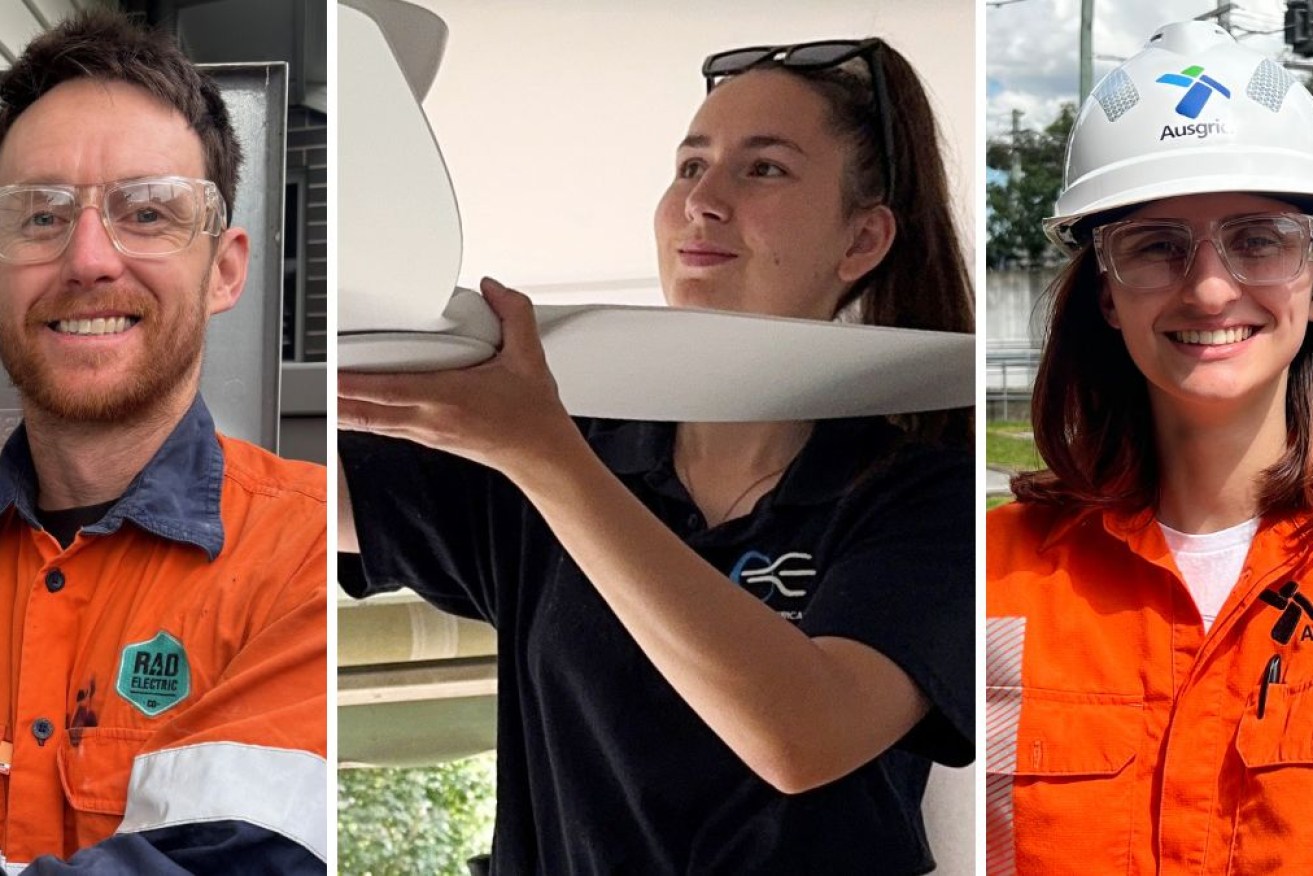 Electrical apprentices Josh Jones, Elisha Jane Grice (centre) and Aurelia St Quintin.