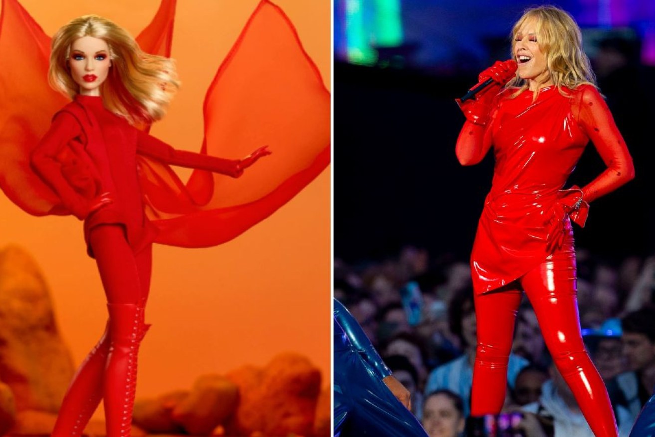 Minogue is thrilled to see Kylie Barbie 'out in the wild'. <i>Photos: Mattel / Getty</i>