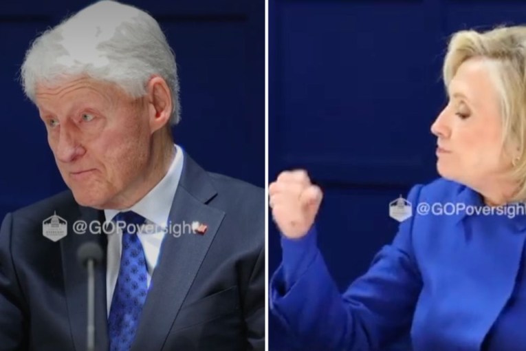 Hillary storms out, Bill explains hot tub photo