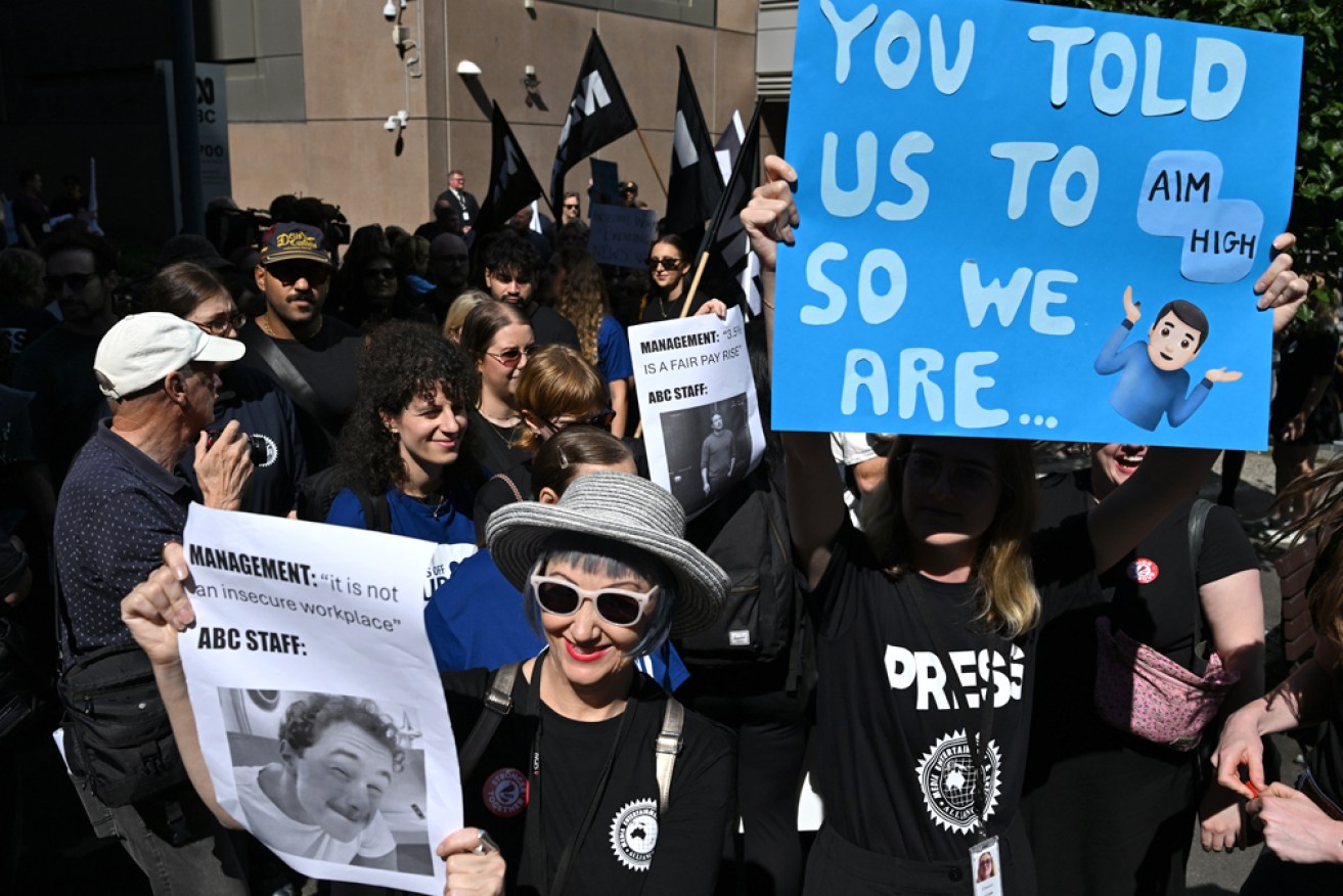 Swathes of staff took part in the national broadcaster's first major strike in two decades.