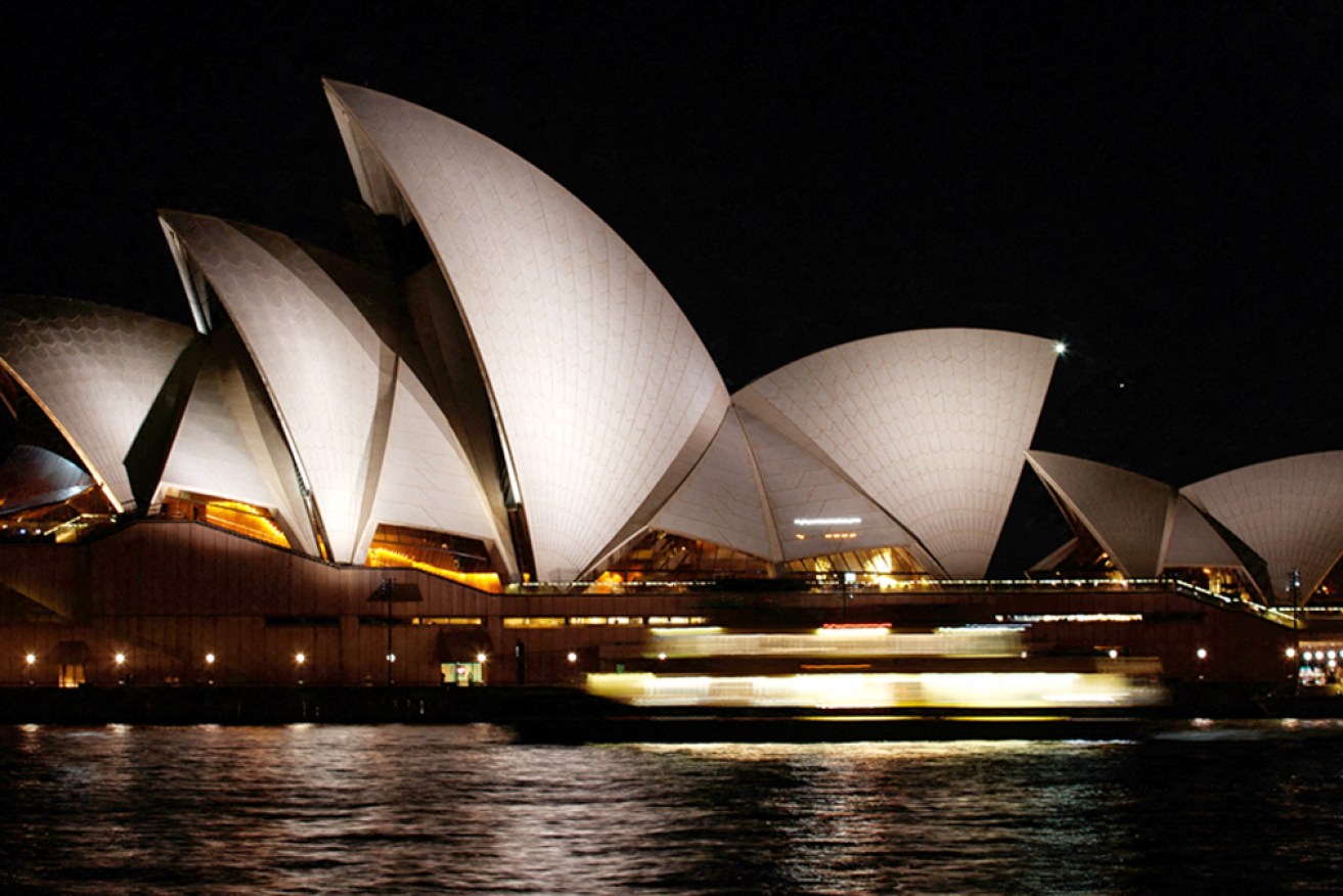 The Sydney Opera House ahead of switching off the lights for Earth Hour in 2024.