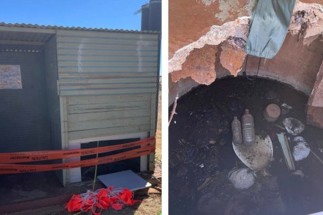 Traveller in 'deep s--t' when drop toilet collapses