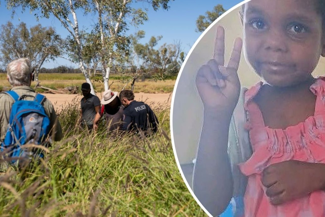 A body, believed to be that of the five-year-old, has been found near Alice Springs.