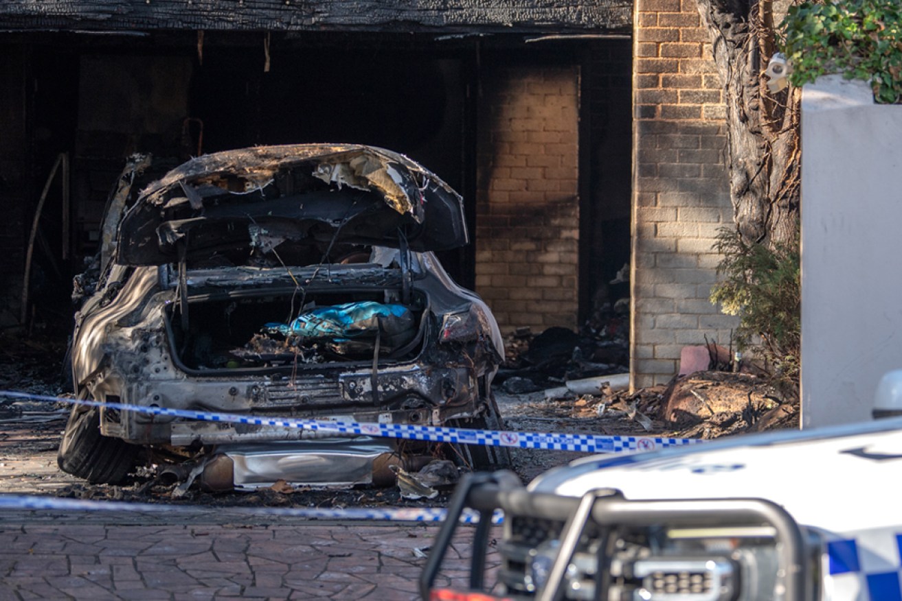 A family of five had to flee their home after two cars were set alight in their driveway.