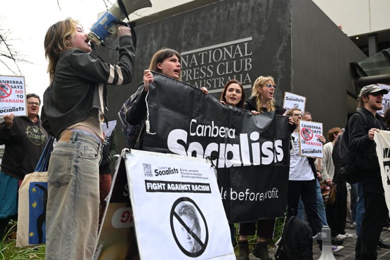 ‘Go to hell’: Protesters crash Pauline Hanson speech