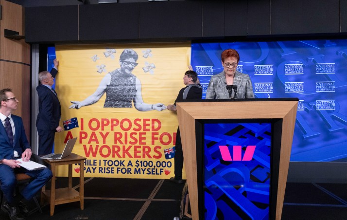 Protest disrupts key Pauline Hanson speech