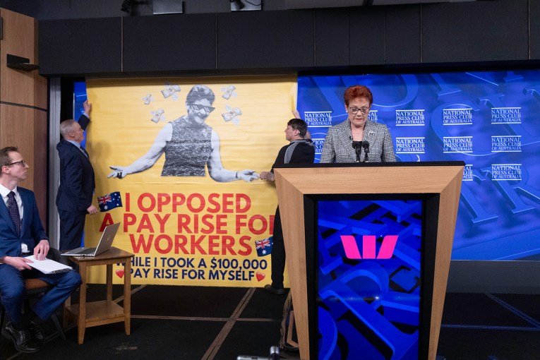 Protest disrupts key Pauline Hanson speech