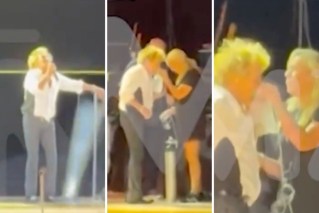 Rod Stewart needs oxygen mask on stage